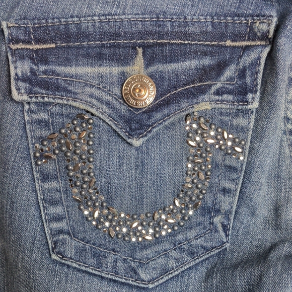 True Religion Indigo Skinny Jeans, Embellished Pockets, Sz. 29 - Picture 4 of 9